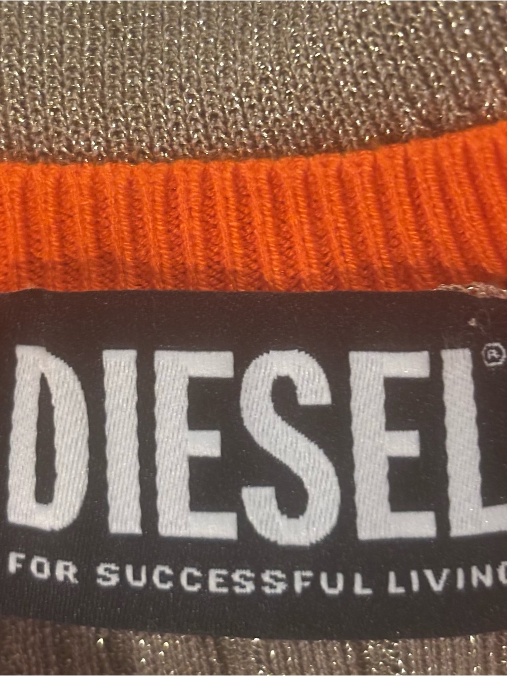 Diesel Gold Knit Halter Tank with Orange Trim - Picture 4 of 4